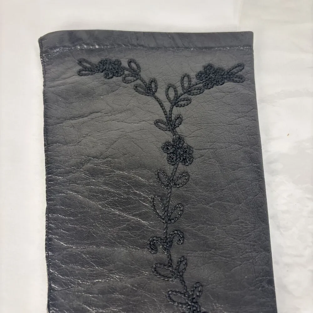 VTG Stix Baer Fuller Black Embroidered Gloves Leather Size 7 Real Kid Elbow